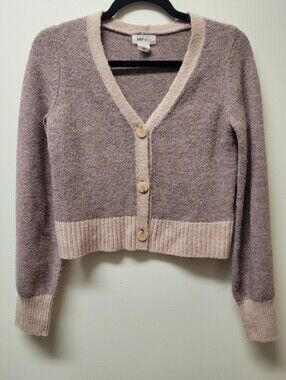 Two-Tone Mauve Alpaca Blend Cardigan
